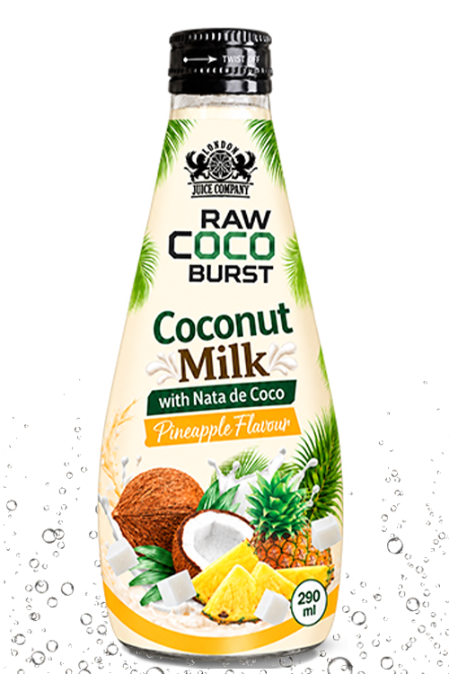 RAW COCO BURST 290ml coconut milk with nata de coco in pineapple flavour.